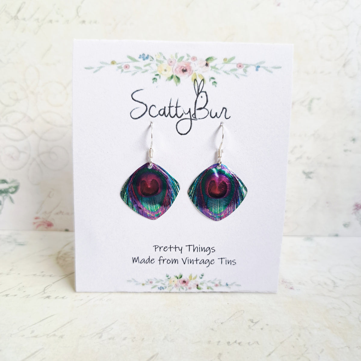Peacock Tin Earrings
