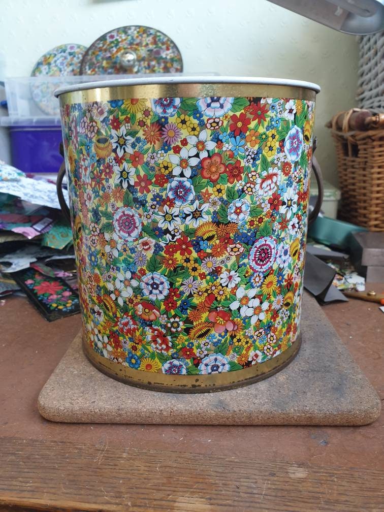 Colourful Floral 1970s Tin Earrings