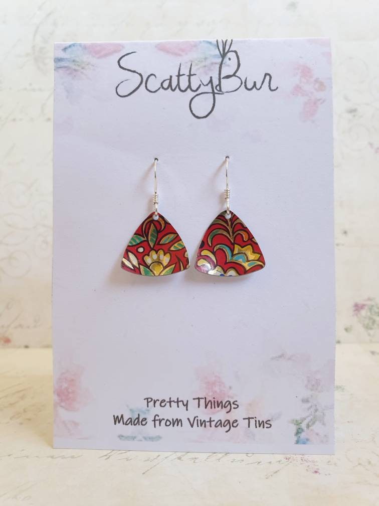 1950s Red Vintage Tin Earrings