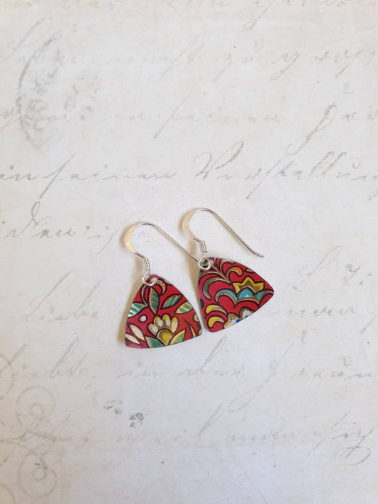 1950s Red Vintage Tin Earrings