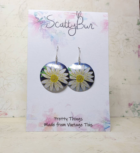 Big Camomile earrings by ScattyBun Recycled Tin Jewellery 10th anniversary gifts under 30