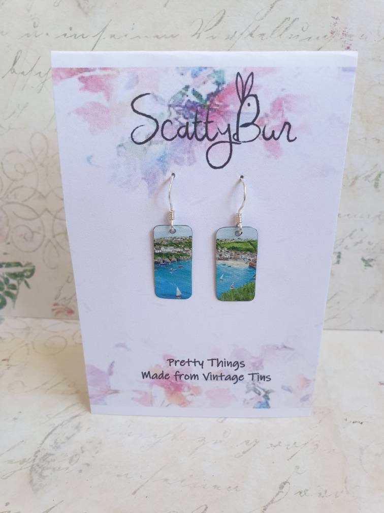 Port Isaac Earrings: Recycled Tin Cornish Coastal Jewelry