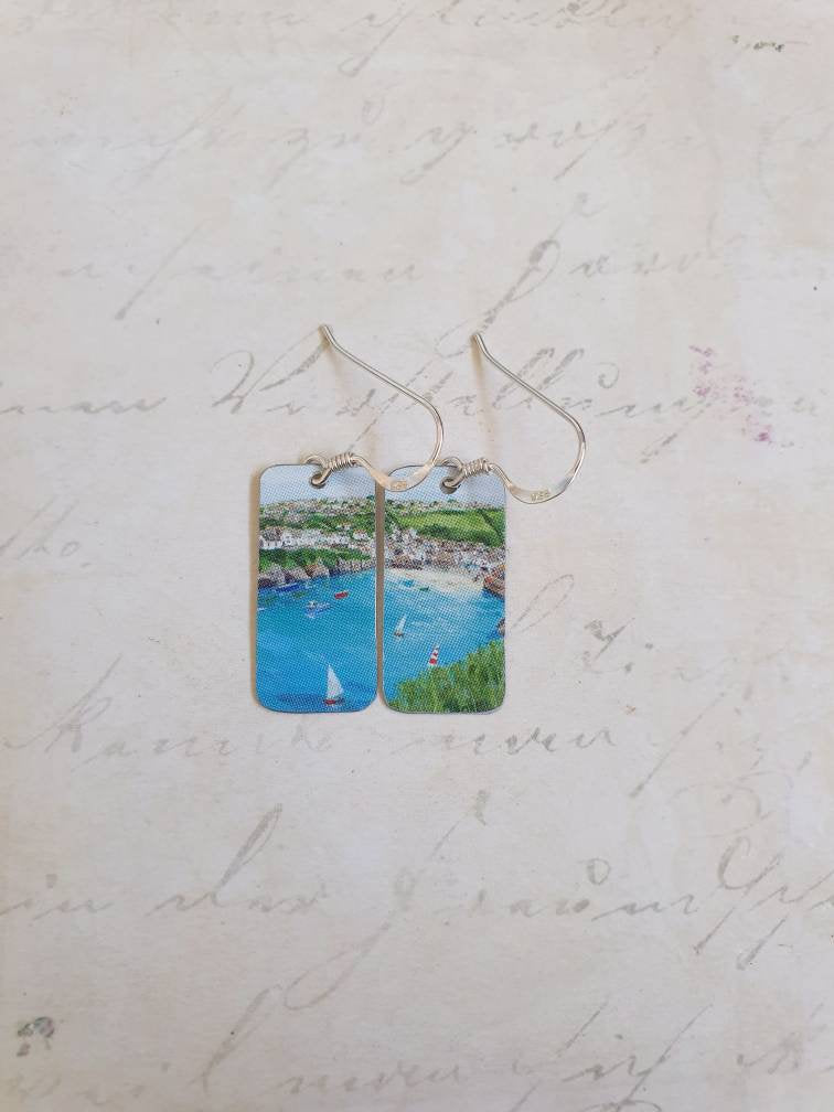 Port Isaac Earrings: Recycled Tin Cornish Coastal Jewelry