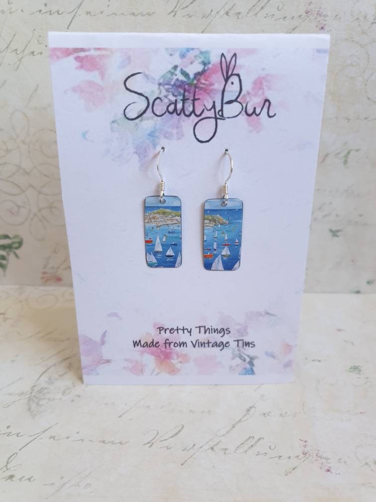 St Ives Earrings - Recycled Tin - Valentine's Day Gift - Cornish Coastal - Beaches - Mother's Day - 10th Anniversary - Gifts Under 30