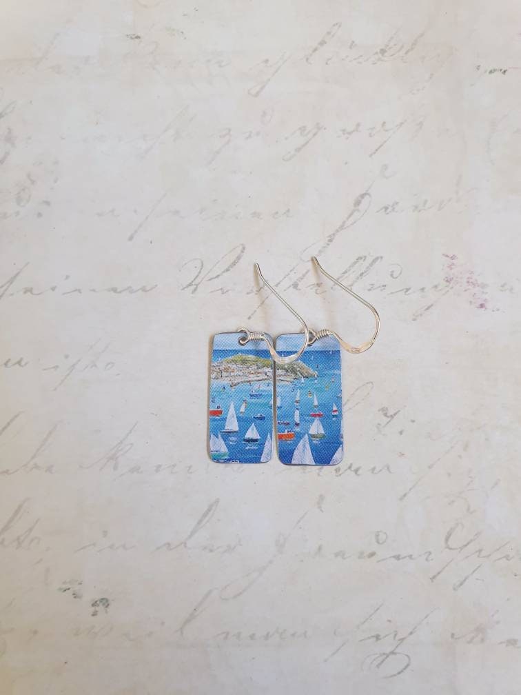 St Ives Earrings - Recycled Tin - Valentine's Day Gift - Cornish Coastal - Beaches - Mother's Day - 10th Anniversary - Gifts Under 30