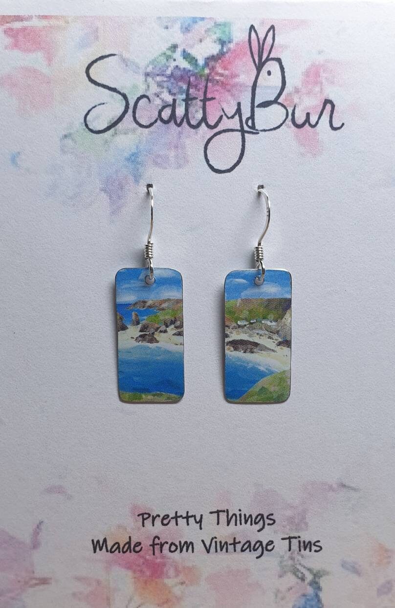 Kynance Cove Earrings - Recycled Tin - Cornish Coastal - Beach Jewellery - Mother's Day - 10th Anniversary - Valentine's Day Gift