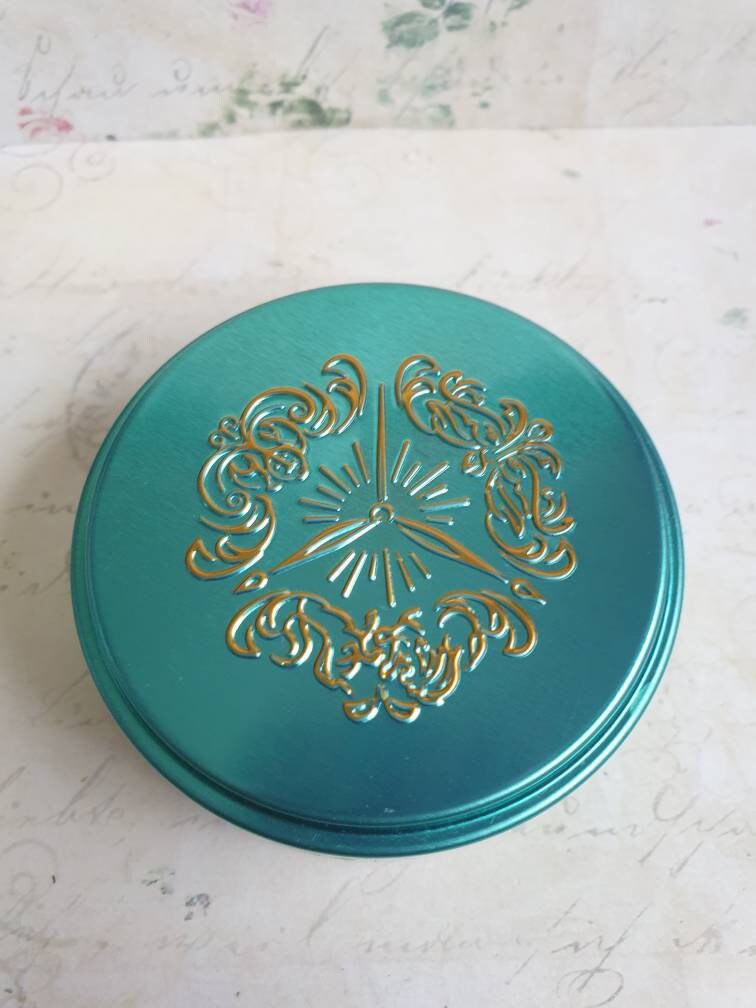Upcycled Turquoise Tin Earrings: Teatime Clock, Sterling Silver Earwires
