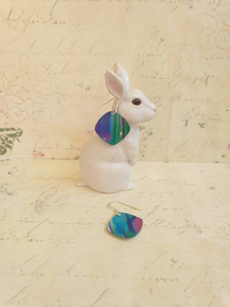 Multi-coloured square earrings - ScattyBun - Recycled Tin Jewellery - 10th anniversary - Gifts Under 30 - Mother's Day Gift - Birthday