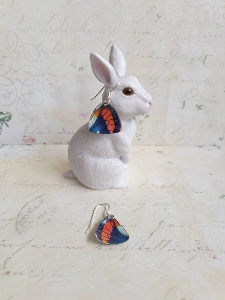 Vintage Tin Butterfly Earrings: 1960s Recycled Sterling Silver Jewelry