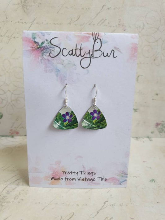 1960s Vintage Tin Violet Earrings