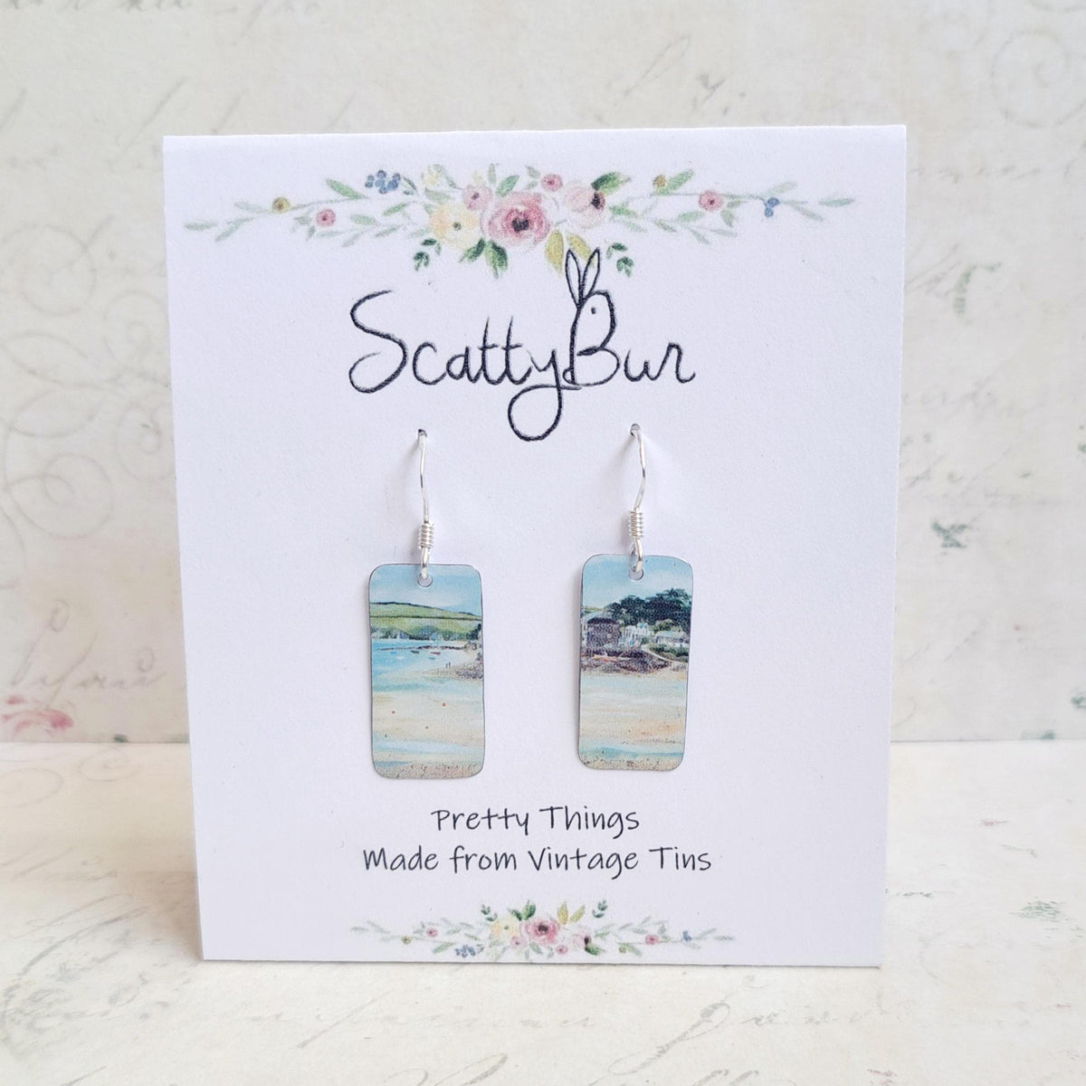 Rock Beach Foreshore Earrings - Recycled Tin - Coastal Gift - Mother's Day Gift - Valentine's Day Gift - Cornish Souvenir - Sailing Club