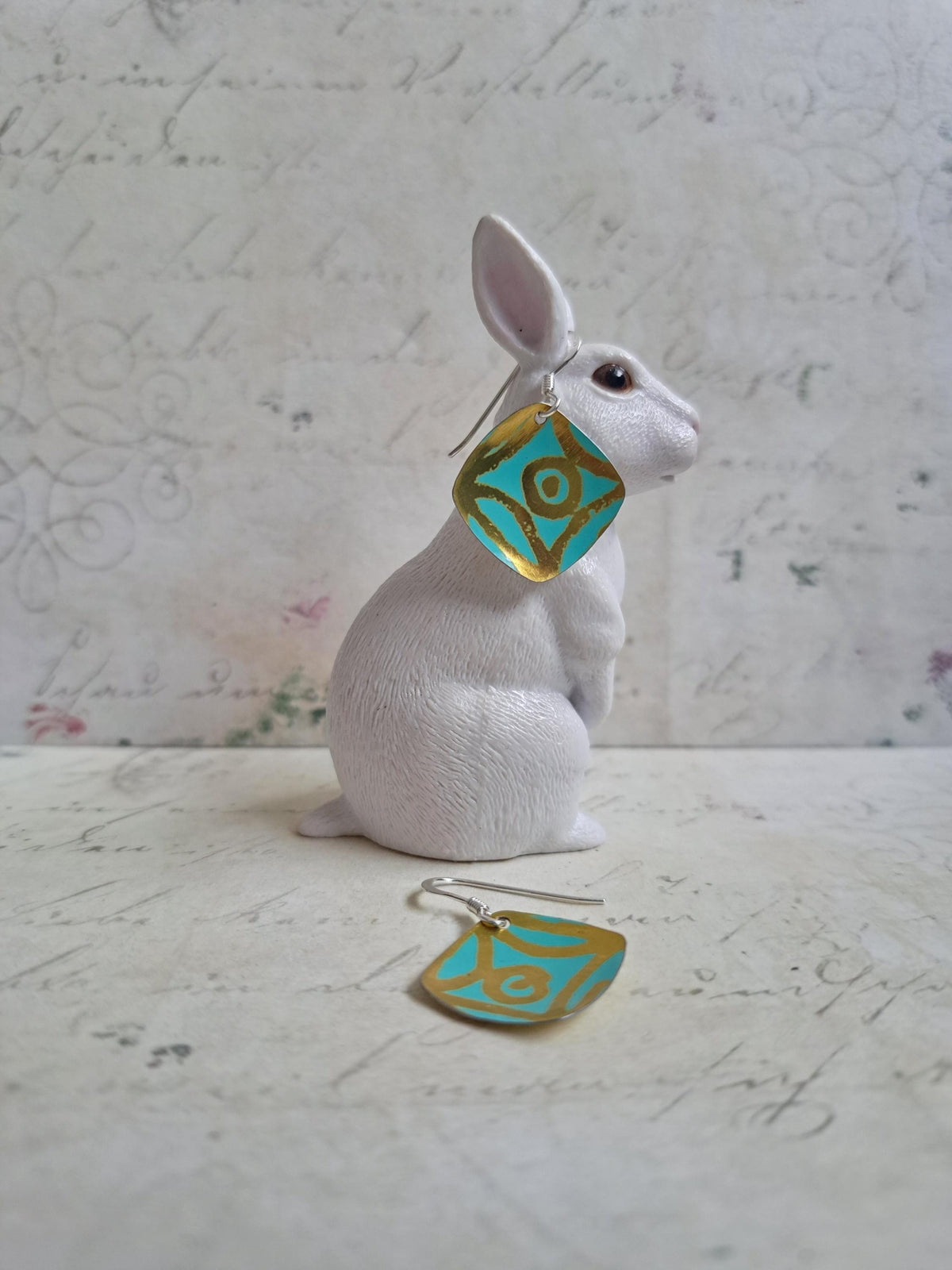 Turquoise Square Earrings - Recycled Tin Jewellery - 10th Anniversary - Gifts Under 30 - Christmas