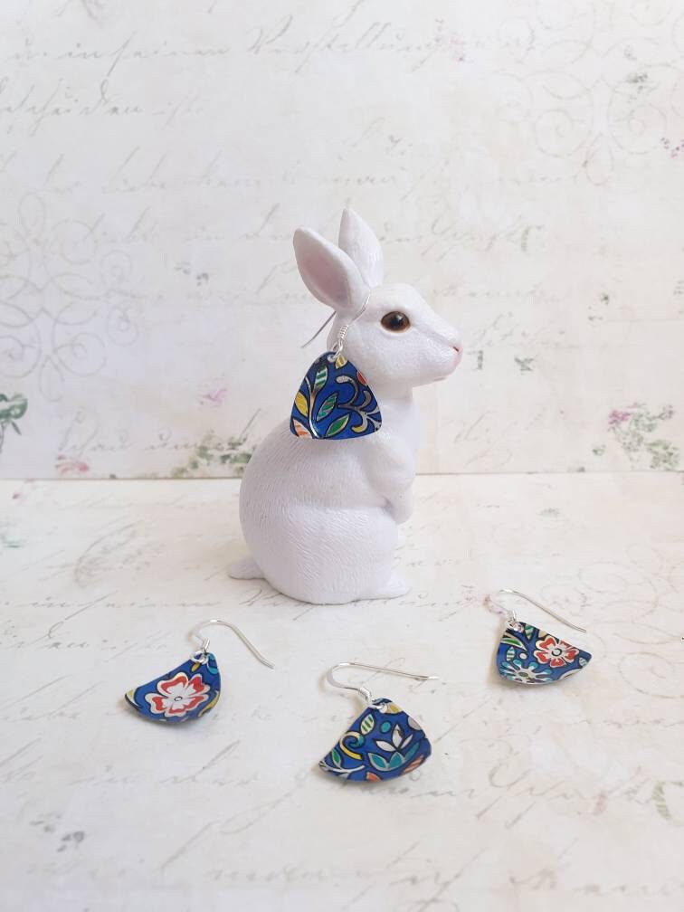 Blue 1950s Vintage Tin Earrings