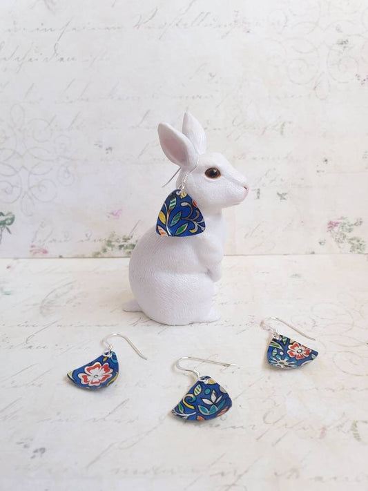 Blue 1950s Vintage Tin Earrings