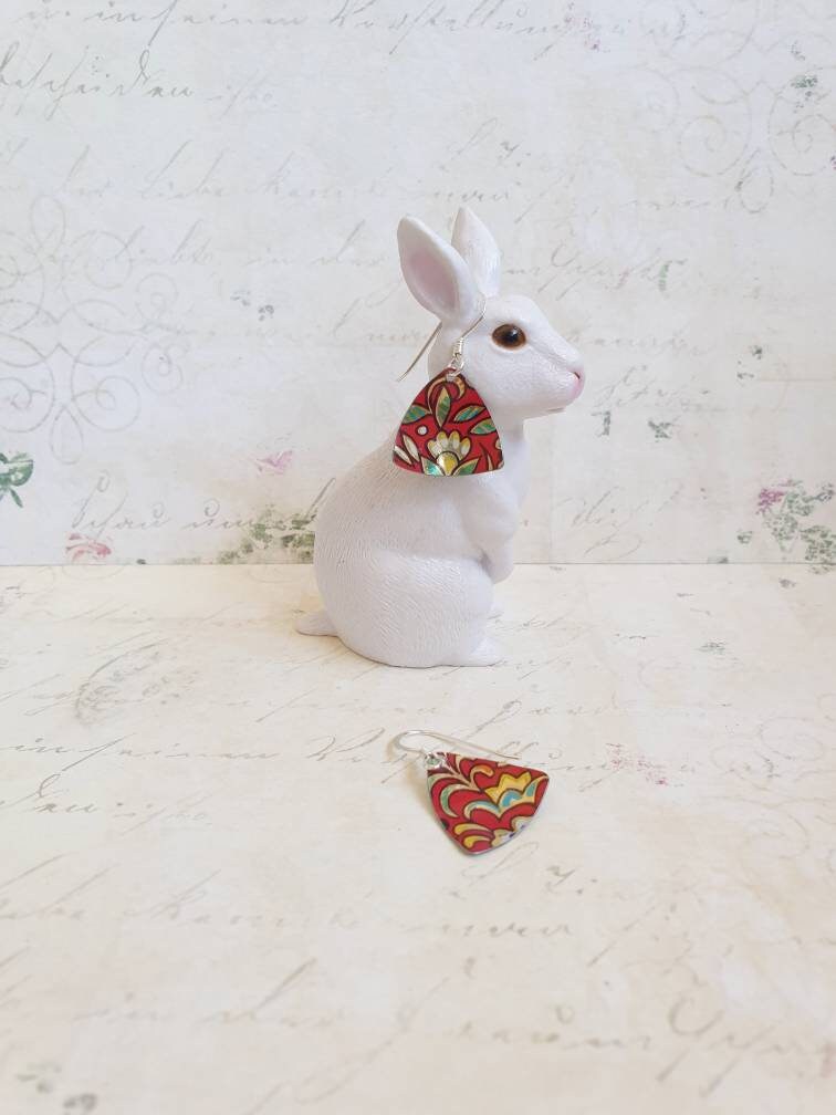 1950s Red Vintage Tin Earrings