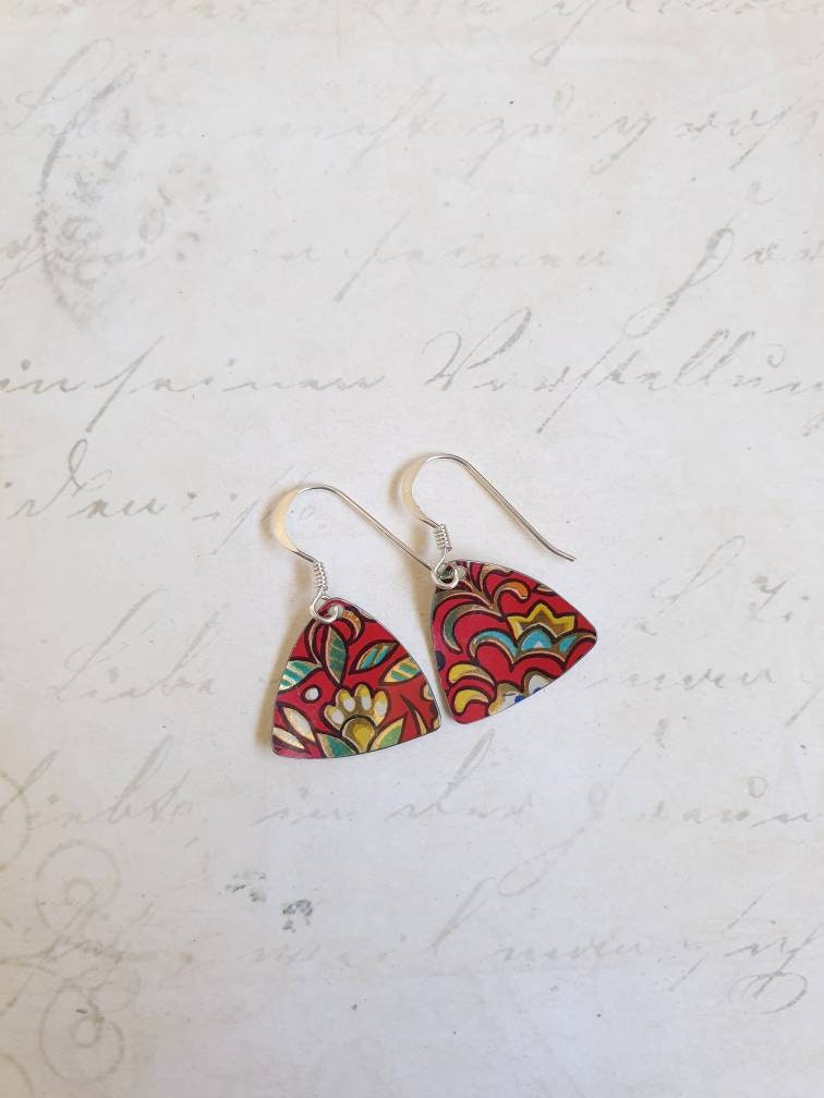 1950s Red Vintage Tin Earrings