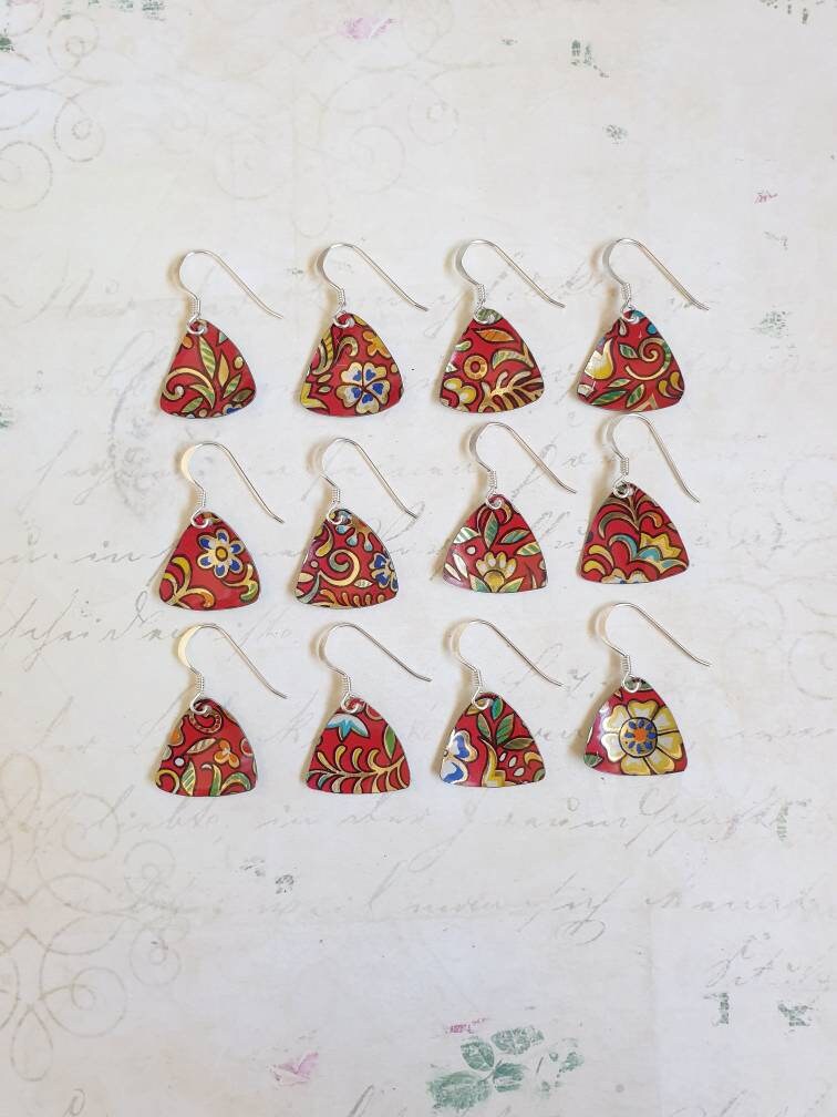 1950s Red Vintage Tin Earrings