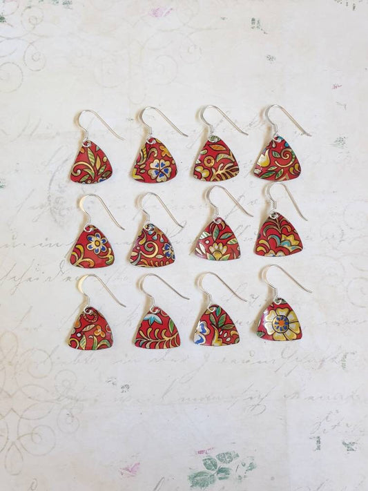 1950s Red Vintage Tin Earrings