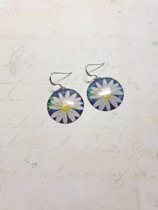 Big Camomile earrings by ScattyBun Recycled Tin Jewellery 10th anniversary gifts under 30
