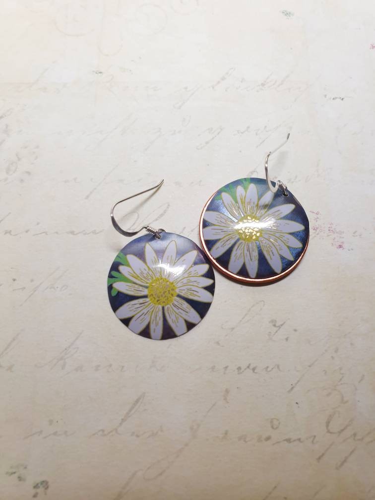 Big Camomile earrings by ScattyBun Recycled Tin Jewellery 10th anniversary gifts under 30