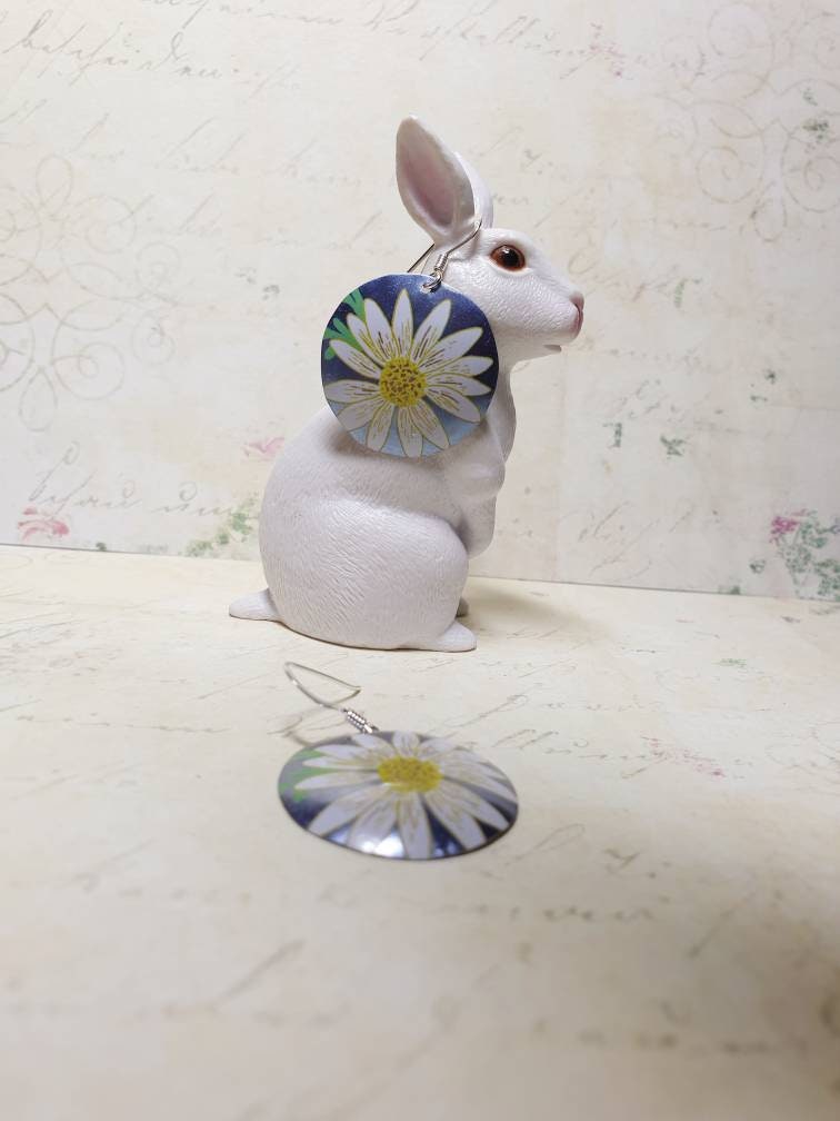 Big Camomile earrings by ScattyBun Recycled Tin Jewellery 10th anniversary gifts under 30