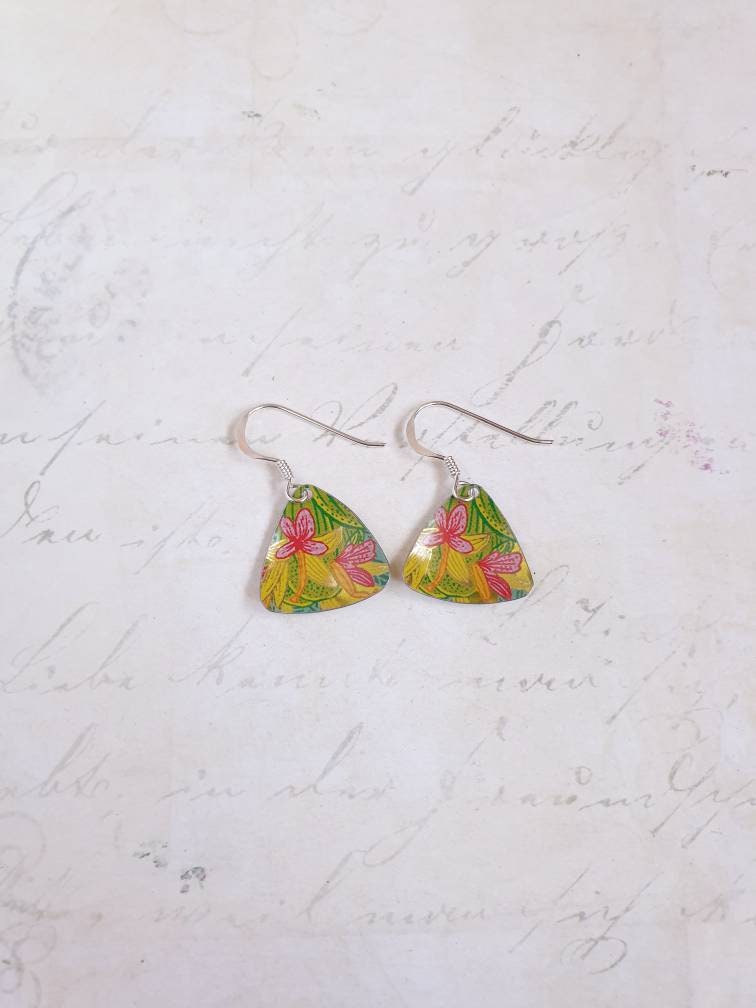 Tropical Flower Tin Earrings