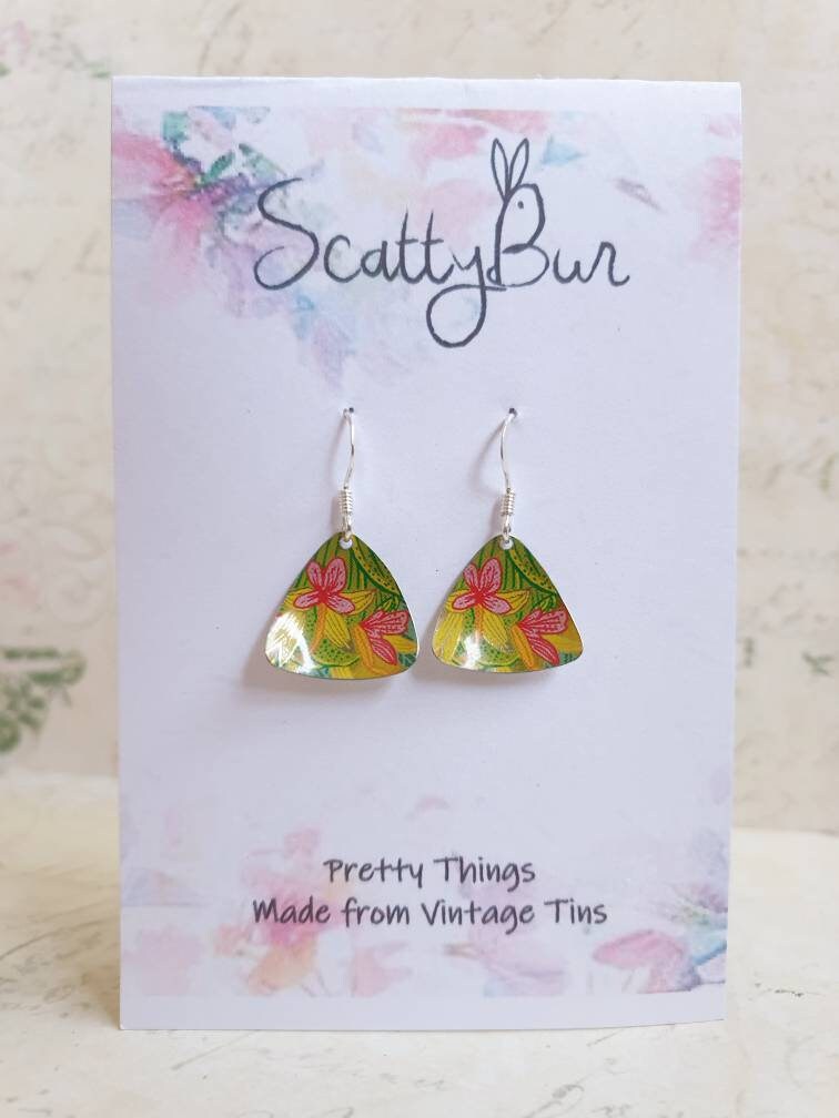 Tropical Flower Tin Earrings
