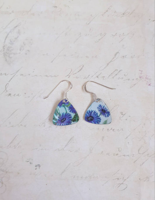 1963 Vintage Tin Cornflower Earrings