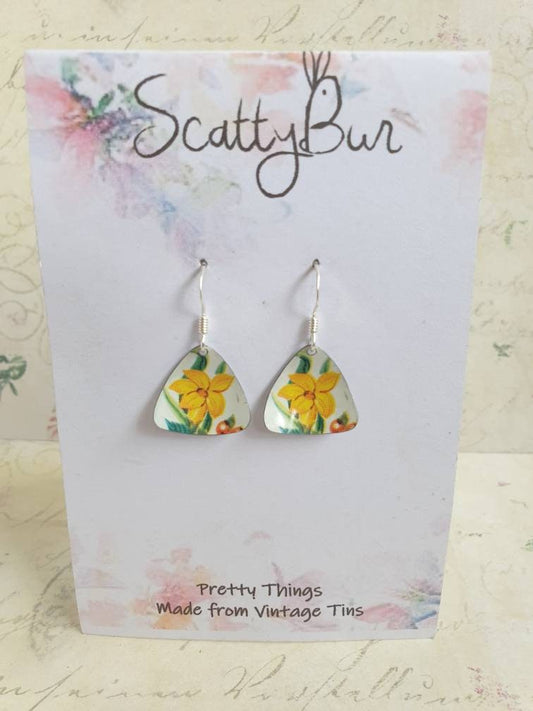 1960s Vintage Tin Yellow Floral Earrings