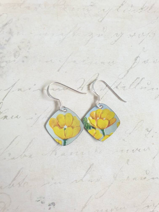 1960s Vintage Tin Buttercup Earrings