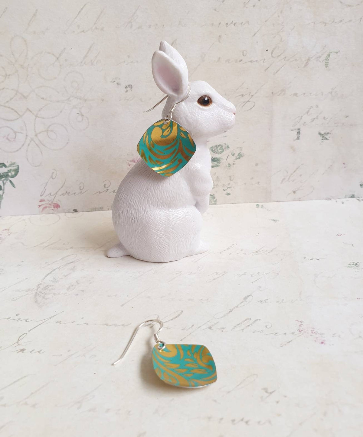 Upcycled Turquoise Tin Earrings: Sterling Silver